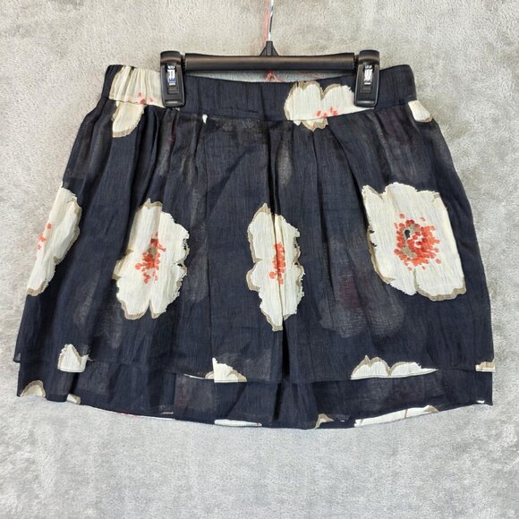 Isabel Marant Etoile Skirt Womens 40 Navy Blue White Floral Linen Silk Mini Boho - Picture 1 of 7